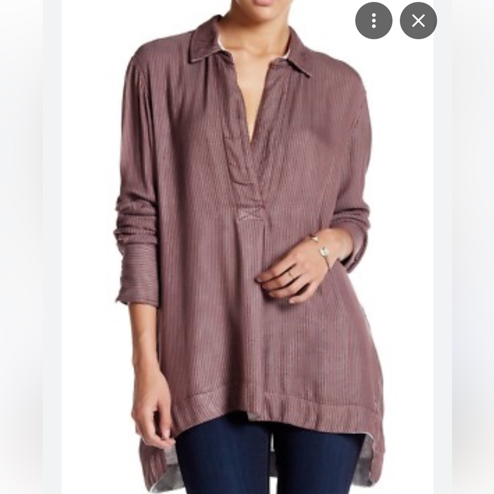 Free People Burgundy Striped Blouse